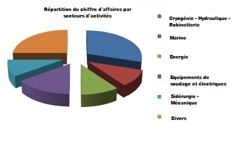 Graphique représentant la répartition du chiffre d'affaires par secteurs